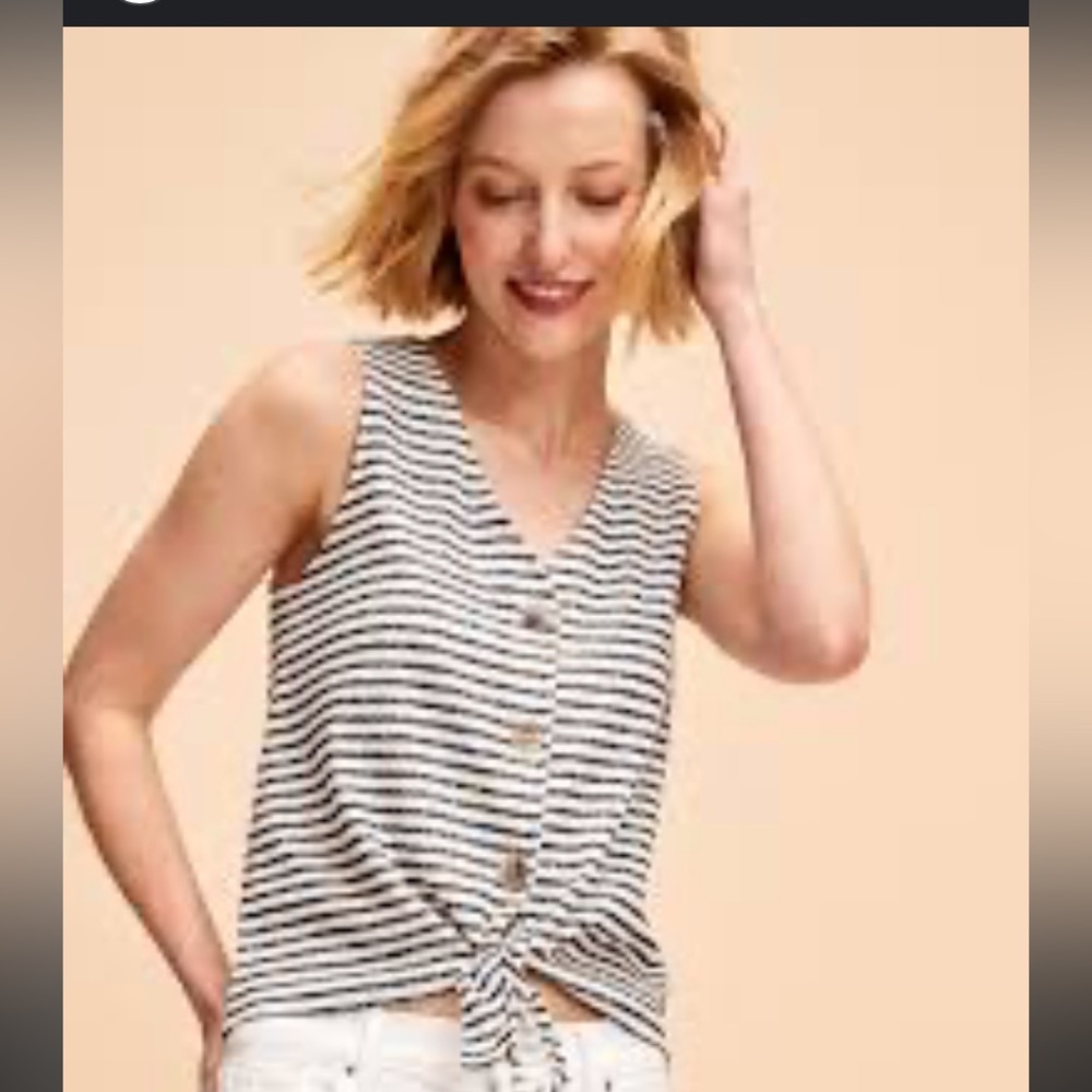 Old Navy Cropped Tie-Hem Textured-Knit Sleeveless Top for Women-NWT-Size…